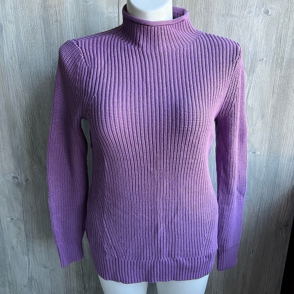 NWT Karen Scott purple lilac mock turtle neck ribbed sweater size medium